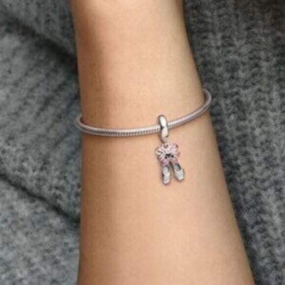 Pink Ballerina Shoes Dangle Charm - Picture 2 of 2